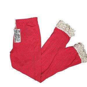 Sado NWT red polka dot white lace pants with ruffle trim pants leggings size 10